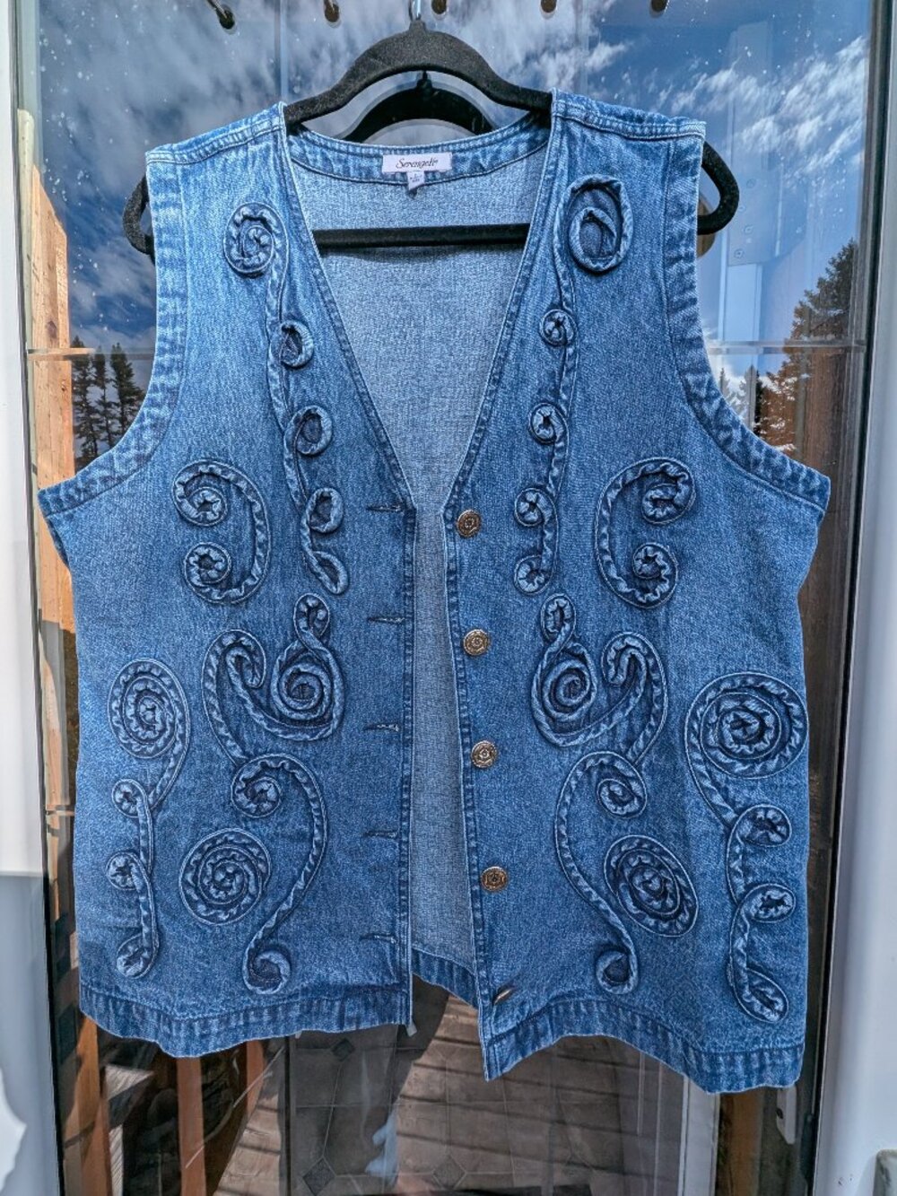 Denim detailed vest